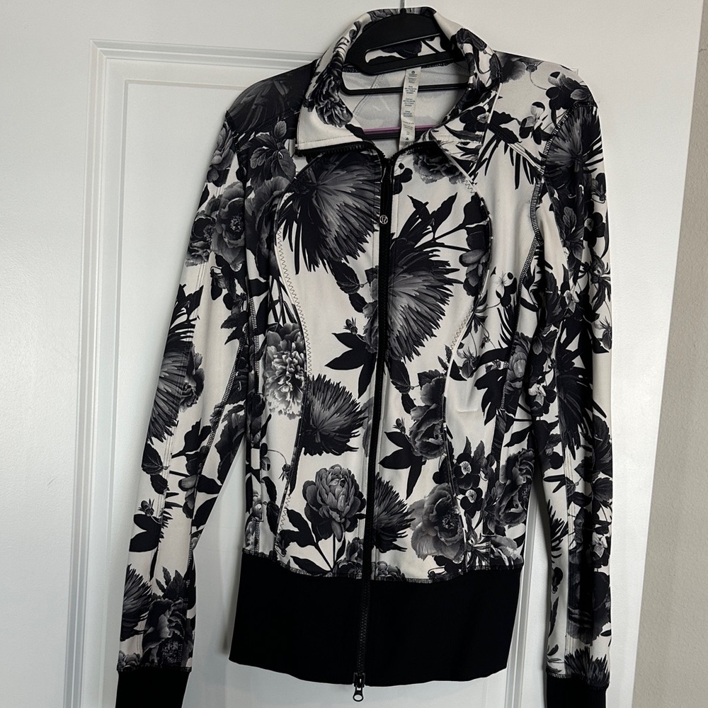 lululemon athletica Black and White Floral Bomber Jacket
